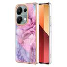 For Xiaomi Redmi Note 13 Pro 4G/Poco M6 Pro 4G Electroplating Marble Dual-side IMD TPU Phone Case(Pink 013) - 1