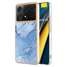 For Xiaomi Poco X6 Pro / Redmi K70E Electroplating Marble Dual-side IMD TPU Phone Case(Blue 018) - 1