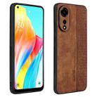 For OPPO A78 4G AZNS 3D Embossed Skin Feel Phone Case(Brown) - 1