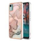 For Nokia C12 Electroplating Marble Dual-side IMD Phone Case(Rose Gold 015) - 1