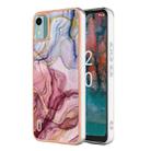 For Nokia C12 Electroplating Marble Dual-side IMD Phone Case(Rose Red 014) - 1