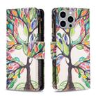 For iPhone 15 Pro Max Colored Drawing Pattern Zipper Phone Leather Case(Tree) - 1