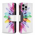 For iPhone 15 Pro Max Colored Drawing Pattern Zipper Phone Leather Case(Sun Flower) - 1