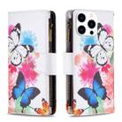 For iPhone 15 Pro Colored Drawing Pattern Zipper Phone Leather Case(Two Butterflies) - 1