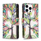For iPhone 15 Pro Colored Drawing Pattern Zipper Phone Leather Case(Tree) - 1