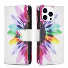 For iPhone 15 Pro Colored Drawing Pattern Zipper Phone Leather Case(Sun Flower) - 1