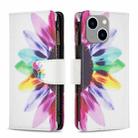 For iPhone 15 Plus Colored Drawing Pattern Zipper Phone Leather Case(Sun Flower) - 1