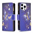 For iPhone 16 Pro Max Colored Drawing Pattern Zipper Phone Leather Case(Purple Butterfly) - 1