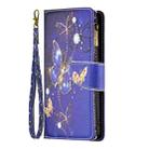 For iPhone 16 Pro Max Colored Drawing Pattern Zipper Phone Leather Case(Purple Butterfly) - 3