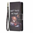 For iPhone 16 Pro Max Colored Drawing Pattern Zipper Phone Leather Case(Bear) - 3