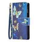 For iPhone 16 Pro Max Colored Drawing Pattern Zipper Phone Leather Case(Gold Butterfly) - 3