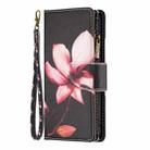 For iPhone 16 Pro Max Colored Drawing Pattern Zipper Phone Leather Case(Lotus) - 3