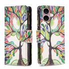 For iPhone 16 Colored Drawing Pattern Zipper Phone Leather Case(Tree) - 1