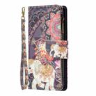 For iPhone 16 Colored Drawing Pattern Zipper Phone Leather Case(Flower Elephant) - 3