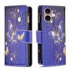 For iPhone 16 Plus Colored Drawing Pattern Zipper Phone Leather Case(Purple Butterfly) - 1