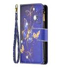 For iPhone 16 Plus Colored Drawing Pattern Zipper Phone Leather Case(Purple Butterfly) - 3