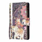 For iPhone 16 Plus Colored Drawing Pattern Zipper Phone Leather Case(Flower Elephant) - 3