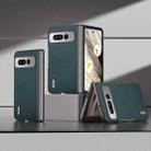 For Google Pixel Fold ABEEL Genuine Leather Luolai Series Phone Case(Dark Green) - 1