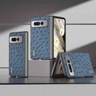 For Google Pixel Fold ABEEL Genuine Leather Ostrich Texture Phone Case(Blue) - 1