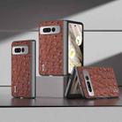 For Google Pixel Fold ABEEL Genuine Leather Ostrich Texture Phone Case(Coffee) - 1