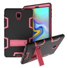 For Samsung Galaxy Tab A 10.5 T590 Shockproof PC + Silicone Protective Case，with Holder(Black Rose) - 1