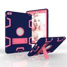 For iPad Air Shockproof PC + Silicone Protective Case，with Holder(Navy Blue Rose) - 1