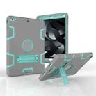 For iPad Air Shockproof PC + Silicone Protective Case，with Holder(Gray Mint Green) - 1