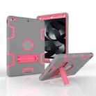 For iPad Air Shockproof PC + Silicone Protective Case，with Holder(Gray Rose) - 1