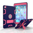 For iPad 9.7(2017) Shockproof PC + Silicone Protective Case，with Holder(Navy Blue Rose) - 1