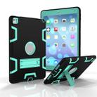 For iPad 9.7(2017) Shockproof PC + Silicone Protective Case，with Holder(Black Mint Green) - 1