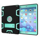 For iPad 9.7(2017) Shockproof PC + Silicone Protective Case，with Holder(Black Mint Green) - 2