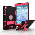 For iPad 9.7(2017) Shockproof PC + Silicone Protective Case，with Holder(Black Rose) - 1