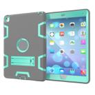 For iPad 9.7(2017) Shockproof PC + Silicone Protective Case，with Holder(Gray Mint Green) - 2