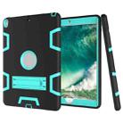 For iPad Pro 10.5 inch (2017) Shockproof PC + Silicone Protective Case，with Holder(Black Mint Green) - 1