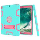 For iPad Pro 10.5 inch (2017) Shockproof PC + Silicone Protective Case，with Holder(Green Rose) - 1