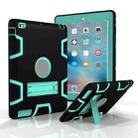For iPad 4 / 3 / 2 / 1 Shockproof PC + Silicone Protective Case，with Holder(Black Mint Green) - 1