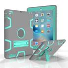 For iPad 4 / 3 / 2 / 1 Shockproof PC + Silicone Protective Case，with Holder(Gray Mint Green) - 1