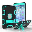 For iPad Mini 3 / 2 / 1 Shockproof PC + Silicone Protective Case，with Holder(Black Mint Green) - 1