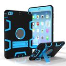 For iPad Mini 3 / 2 / 1 Shockproof PC + Silicone Protective Case，with Holder(Black Blue) - 1