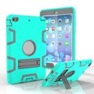 For iPad Mini 3 / 2 / 1 Shockproof PC + Silicone Protective Case，with Holder(Green Gray) - 1