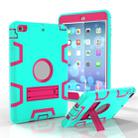 For iPad Mini 3 / 2 / 1 Shockproof PC + Silicone Protective Case，with Holder(Green Rose) - 1