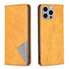 For iPhone 15 Pro Max Rhombus Texture Magnetic Leather Phone Case(Yellow) - 1