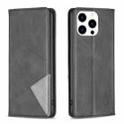 For iPhone 15 Pro Rhombus Texture Magnetic Leather Phone Case(Black) - 1