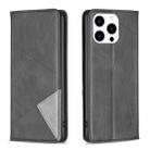 For iPhone 15 Plus Rhombus Texture Magnetic Leather Phone Case(Black) - 1