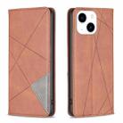 For iPhone 15 Rhombus Texture Magnetic Leather Phone Case(Brown) - 1