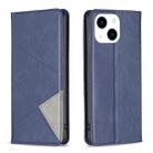 For iPhone 15 Rhombus Texture Magnetic Leather Phone Case(Blue) - 1