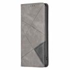 For iPhone 16 Rhombus Texture Magnetic Leather Phone Case(Grey) - 3