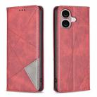 For iPhone 16 Plus Rhombus Texture Magnetic Leather Phone Case(Red) - 1