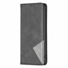 For iPhone 16 Plus Rhombus Texture Magnetic Leather Phone Case(Black) - 3