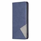 For iPhone 16 Plus Rhombus Texture Magnetic Leather Phone Case(Blue) - 3